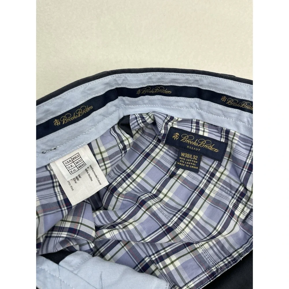 Brooks Brothers Advantage Chino Pants Elliot Men's 38‎ 31 Navy Pleated Cuffed